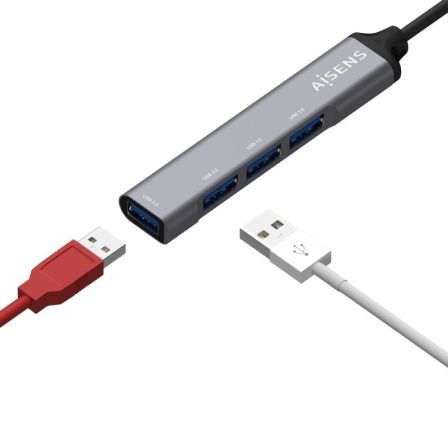 Aisens Hub USB 3.1 USB-C, 4 Puertos Tipo A, Gris